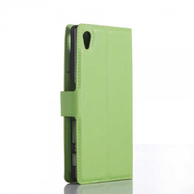 Sony Xperia Z5 Premium/Dual Trendiges Leder Case mit Litchitextur und Kreditkartenslots - grün