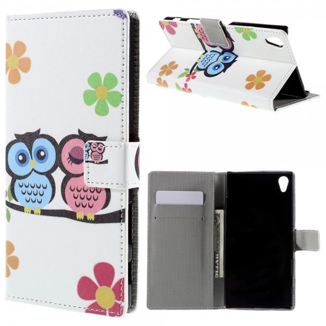 Sony Xperia Z5 Premium/Dual Leder Case mit verliebtem Eulenpärchen
