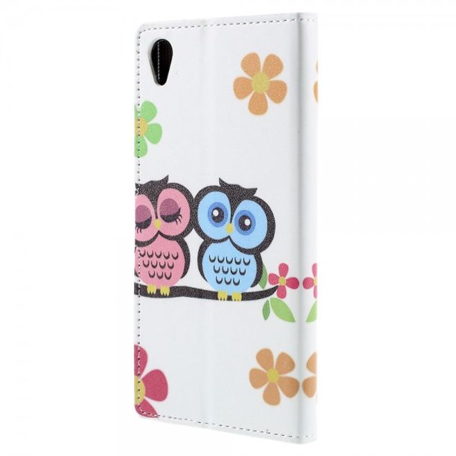 Sony Xperia Z5 Premium/Dual Leder Case mit verliebtem Eulenpärchen