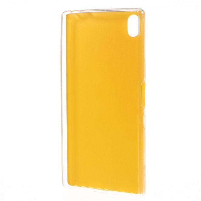 Sony Xperia Z5 Premium/Dual Elastisches Plastik Case mit lederartiger Oberfläche - gelb