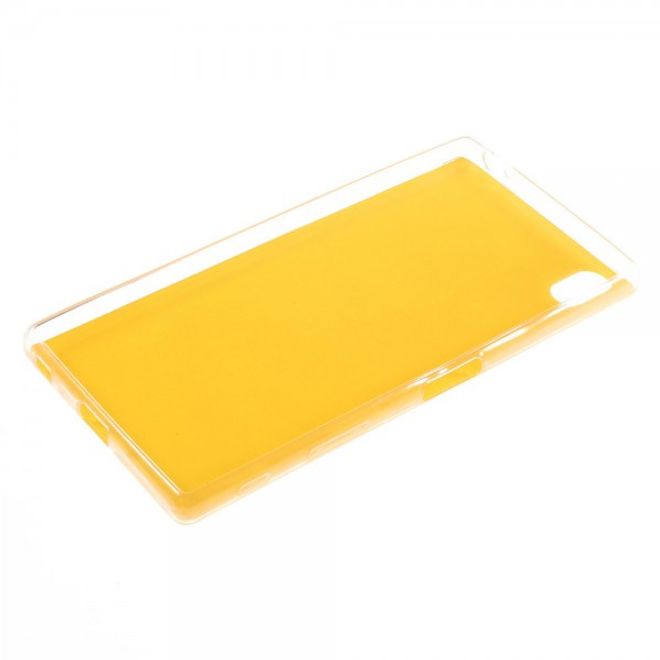 Sony Xperia Z5 Premium/Dual Elastisches Plastik Case mit lederartiger Oberfläche - gelb