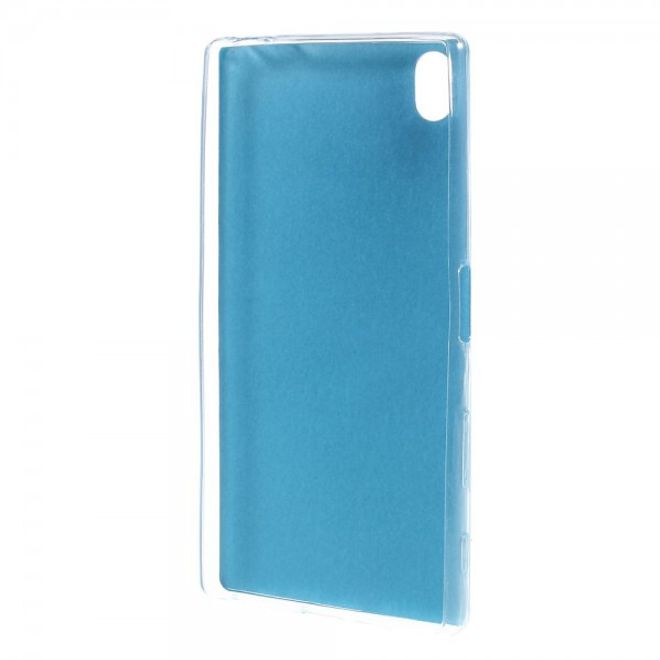 Sony Xperia Z5 Premium/Dual Elastisches Plastik Case mit lederartiger Oberfläche - hellblau