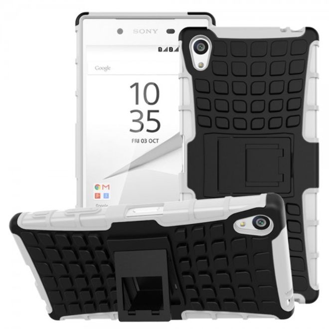 Sony Xperia Z5 Premium/Dual Robustes Plastik Case mit Kickstand - weiss