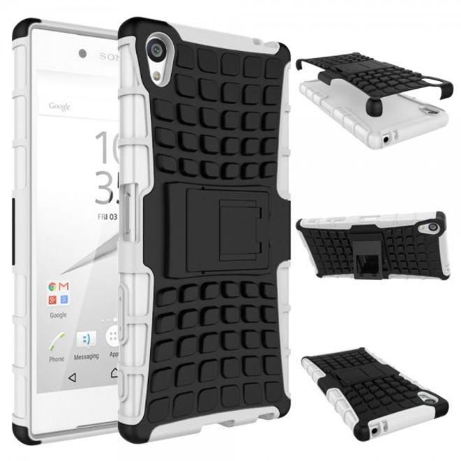 Sony Xperia Z5 Premium/Dual Robustes Plastik Case mit Kickstand - weiss