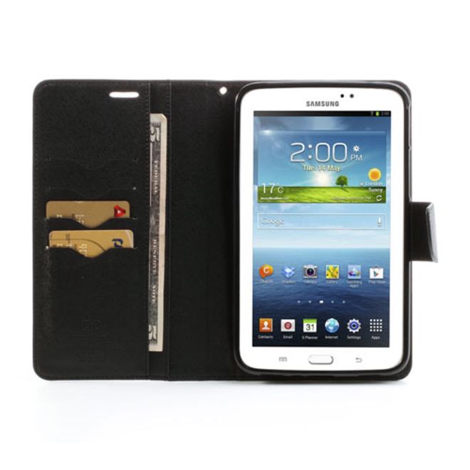 Goospery - Samsung Galaxy Tab 3 7.0 Hülle - Tablet Bookcover - Fancy Diary Series - schwarz