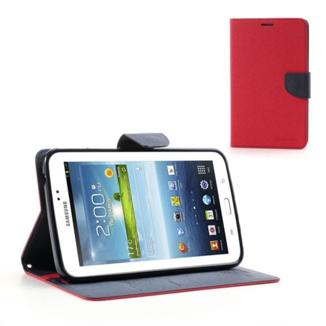 Goospery - Samsung Galaxy Tab 3 7.0 Hülle - Tablet Bookcover - Fancy Diary Series - rot/navy