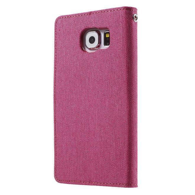 Goospery - Samsung Galaxy S6 Hülle - Handy Bookcover - Canvas Diary Series - pink