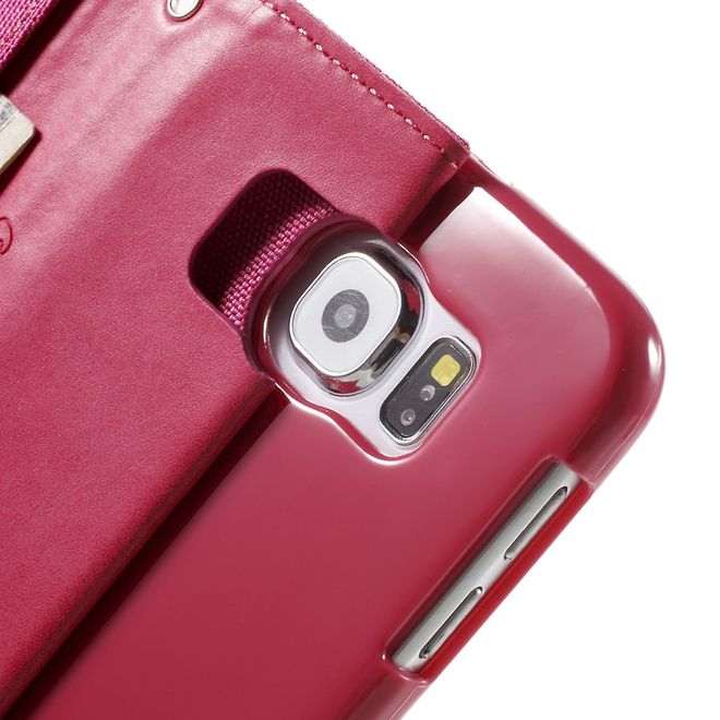 Goospery - Samsung Galaxy S6 Hülle - Handy Bookcover - Canvas Diary Series - pink