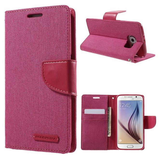 Goospery - Samsung Galaxy S6 Hülle - Handy Bookcover - Canvas Diary Series - pink