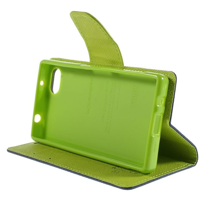 Goospery - Sony Xperia Z5 Compact Hülle - Handy Bookcover - Fancy Diary Series - navy/lime