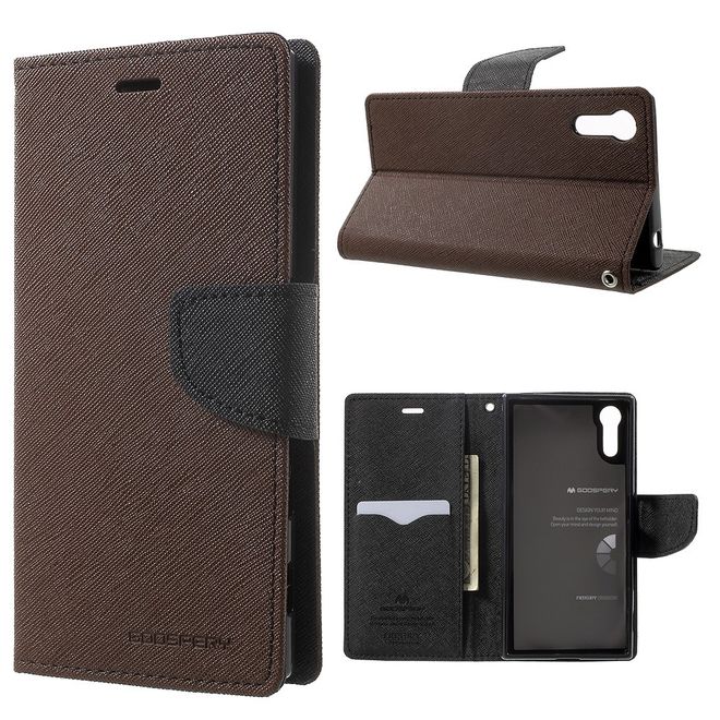 Goospery - Sony Xperia XZ/XZs Hülle - Handy Bookcover - Fancy Diary Series - braun/schwarz