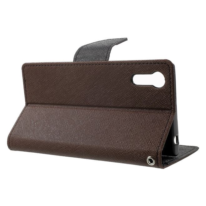 Goospery - Sony Xperia XZ/XZs Hülle - Handy Bookcover - Fancy Diary Series - braun/schwarz