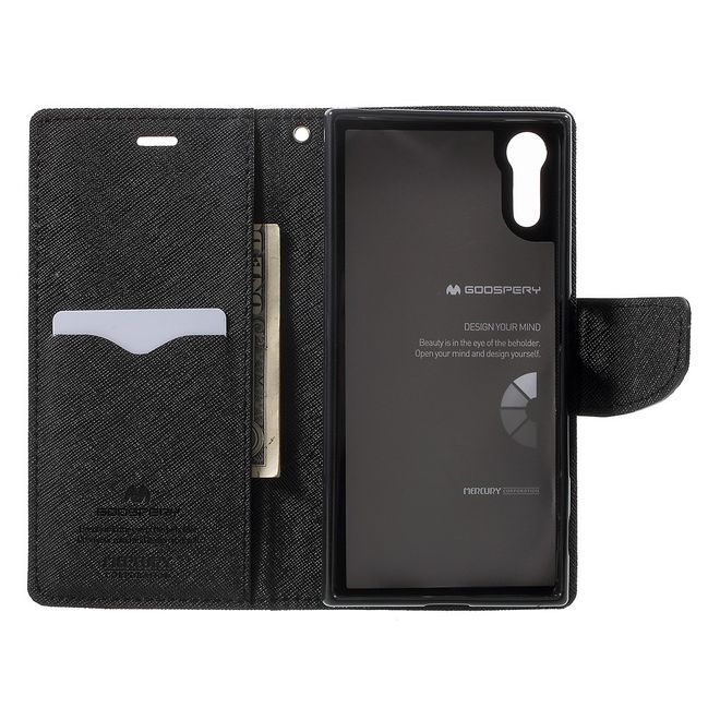 Goospery - Sony Xperia XZ/XZs Hülle - Handy Bookcover - Fancy Diary Series - braun/schwarz