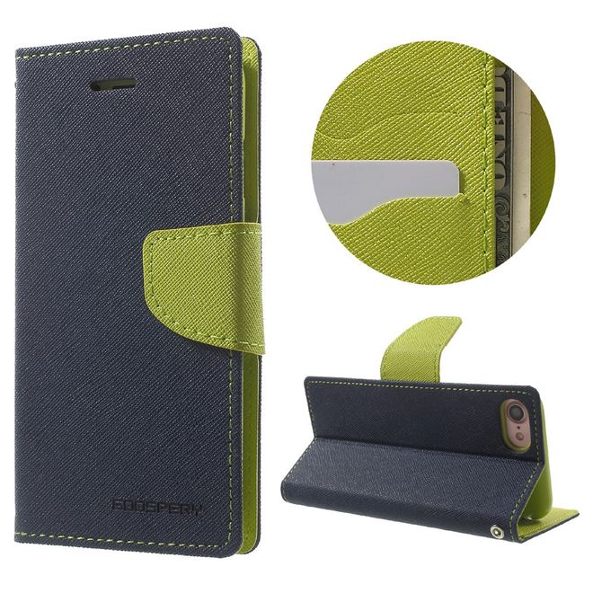 Goospery - Sony Xperia X Performance Hülle - Handy Bookcover - Fancy Diary Series - navy/lime