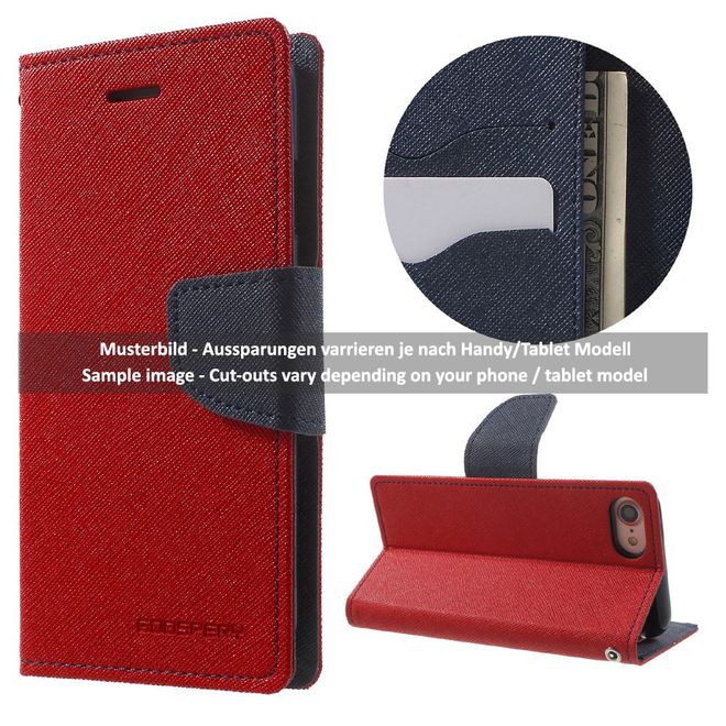 Goospery - Sony Xperia X Performance Hülle - Handy Bookcover - Fancy Diary Series - rot/navy