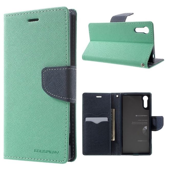 Goospery - Sony Xperia XZ/XZs Hülle - Handy Bookcover - Fancy Diary Series - mint/navy