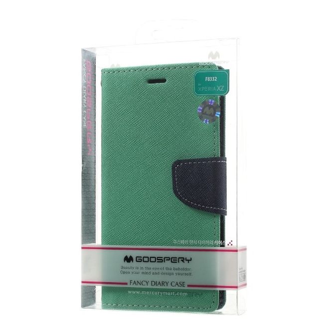 Goospery - Sony Xperia XZ/XZs Hülle - Handy Bookcover - Fancy Diary Series - mint/navy