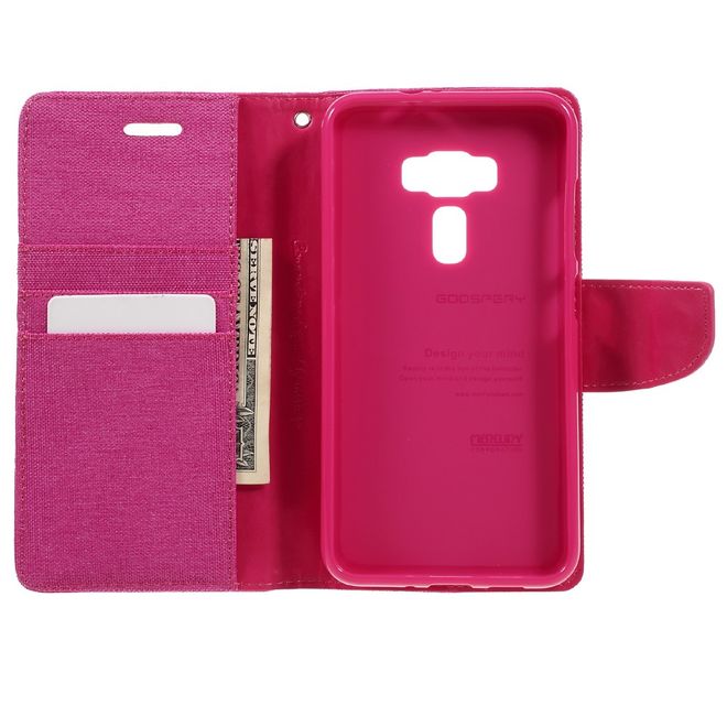 Goospery - Asus Zenfone 3 Hülle - Handy Bookcover - Canvas Diary Series - pink