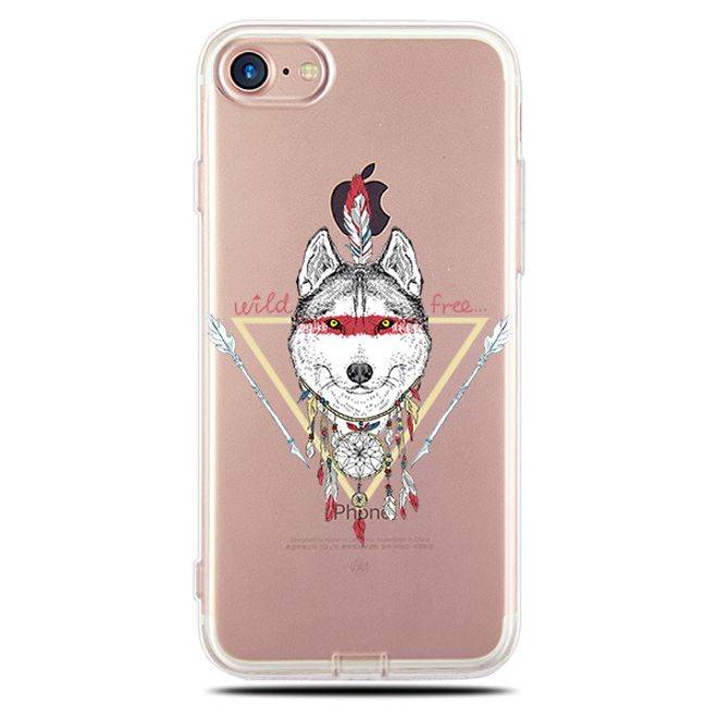 Samsung Galaxy S8 Plus Hülle - Biegsames Plastik Case - Wolf Husky Indian Warrior