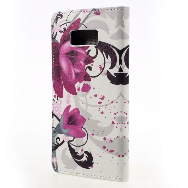 Samsung Galaxy S8 Plus Handy Hülle - Case aus Leder - Lotus Blumen