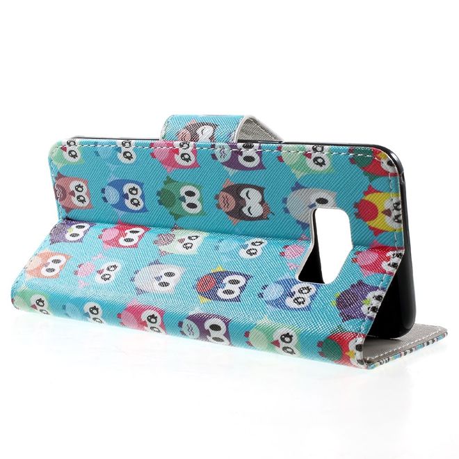 Samsung Galaxy S8 Plus Hülle - Handy Cover aus Leder - viele kleine Eulen
