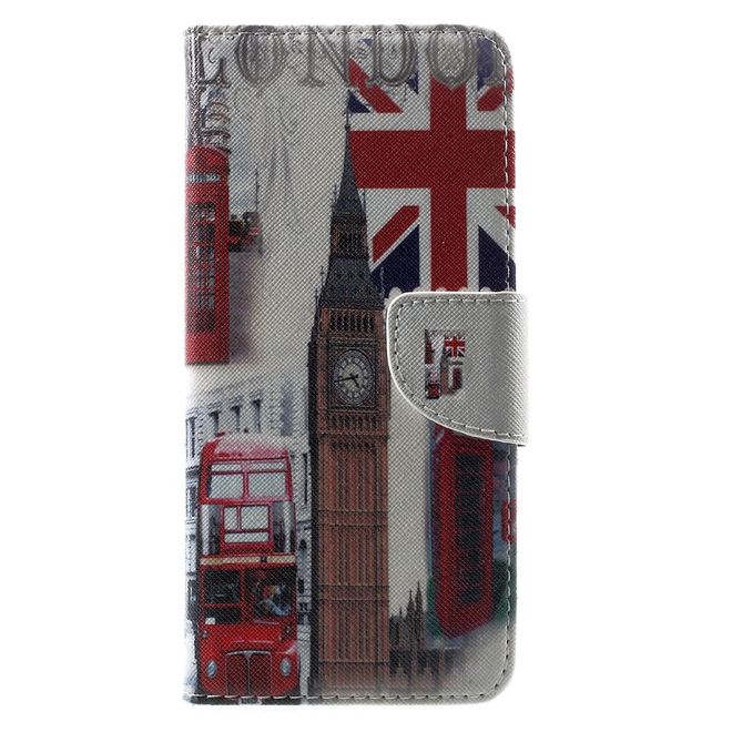 Samsung Galaxy S8 Plus Hülle - Handy Cover aus Leder - Big Ben und roter Bus in London