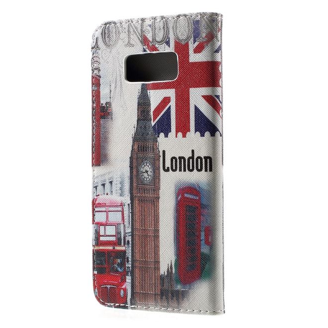Samsung Galaxy S8 Plus Hülle - Handy Cover aus Leder - Big Ben und roter Bus in London