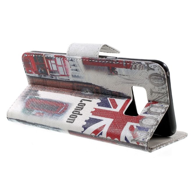 Samsung Galaxy S8 Plus Hülle - Handy Cover aus Leder - Big Ben und roter Bus in London