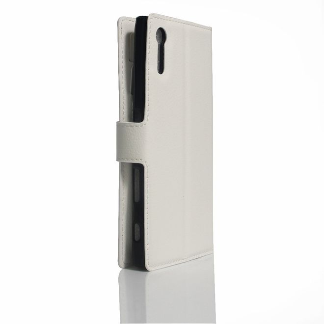 Sony Xperia XZ/XZs Handy Case - Hülle aus Leder - mit Litchitextur und Standfunktion - weiss