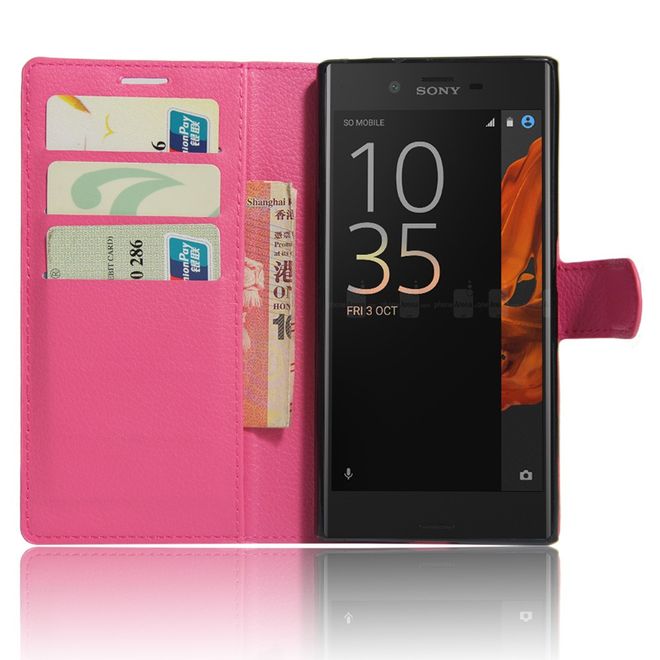 Sony Xperia XZ/XZs Handy Case - Hülle aus Leder - mit Litchitextur und Standfunktion - rosa