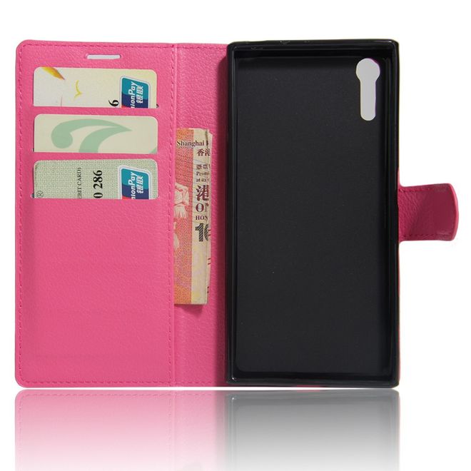 Sony Xperia XZ/XZs Handy Case - Hülle aus Leder - mit Litchitextur und Standfunktion - rosa