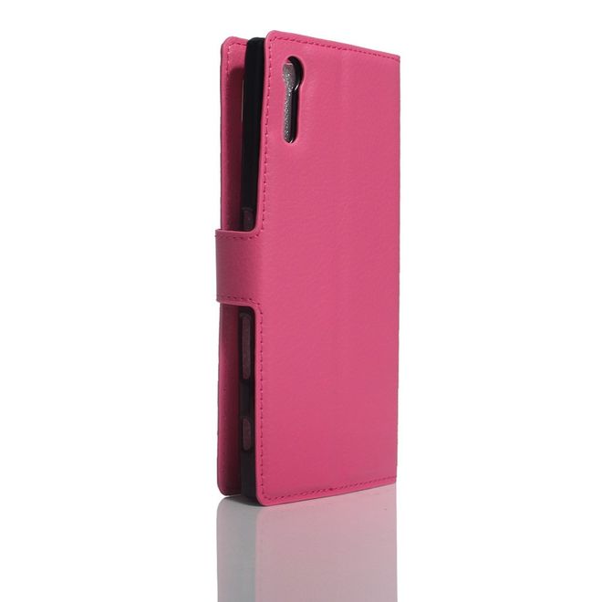 Sony Xperia XZ/XZs Handy Case - Hülle aus Leder - mit Litchitextur und Standfunktion - rosa