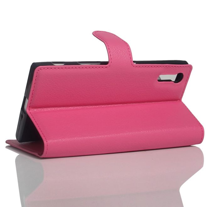 Sony Xperia XZ/XZs Handy Case - Hülle aus Leder - mit Litchitextur und Standfunktion - rosa