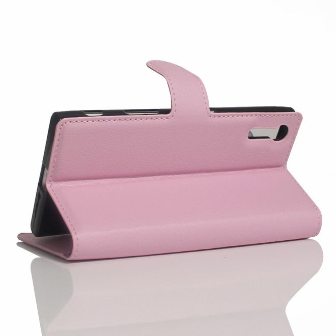 Sony Xperia XZ/XZs Handy Case - Hülle aus Leder - mit Litchitextur und Standfunktion - pink