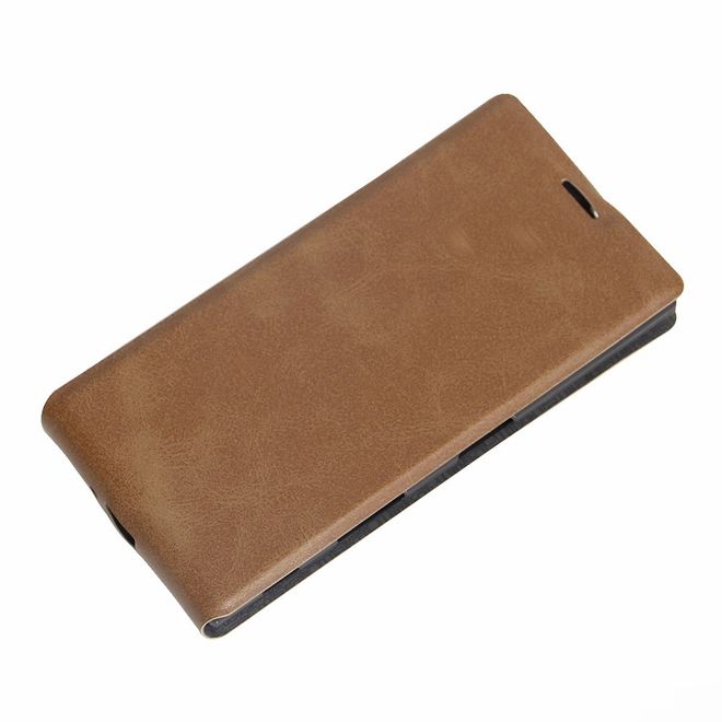 Sony Xperia XZ/XZs Handyhülle - Crazy Horse Leder Flip Case - vertikal -  braun
