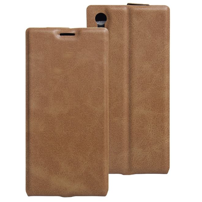 Sony Xperia XZ/XZs Handyhülle - Crazy Horse Leder Flip Case - vertikal -  braun