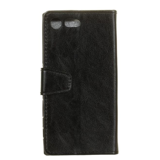 Sony Xperia XZ Premium Handyhülle - Crazy Horse Leder Case - mit Visitenkartenfach - schwarz