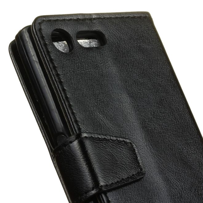 Sony Xperia XZ Premium Handyhülle - Crazy Horse Leder Case - mit Visitenkartenfach - schwarz
