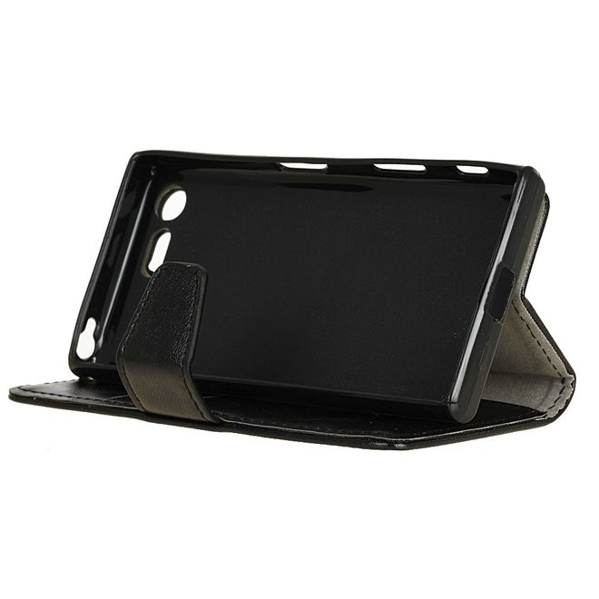 Sony Xperia XZ Premium Handyhülle - Crazy Horse Leder Case - mit Visitenkartenfach - schwarz