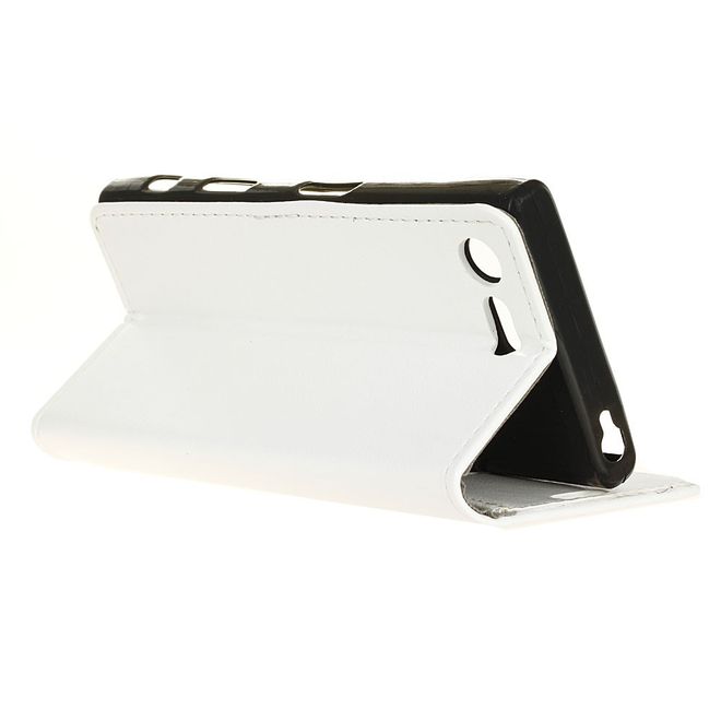 Sony Xperia XZ Premium Handyhülle - Crazy Horse Leder Case - mit Visitenkartenfach - weiss