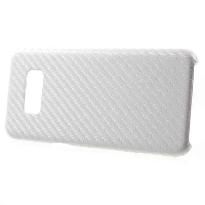 Samsung Galaxy S8 Plus Handy Case - Hülle aus Plastik - lederartige Oberfläche - Carbonlook - weiss