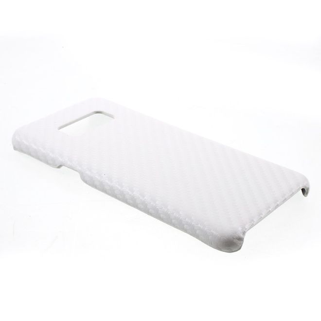 Samsung Galaxy S8 Plus Handy Case - Hülle aus Plastik - lederartige Oberfläche - Carbonlook - weiss