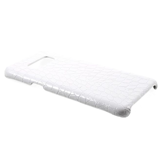 Samsung Galaxy S8 Plus Handy Case - Hülle aus Plastik - lederartige Oberfläche - Krokodilmuster - weiss