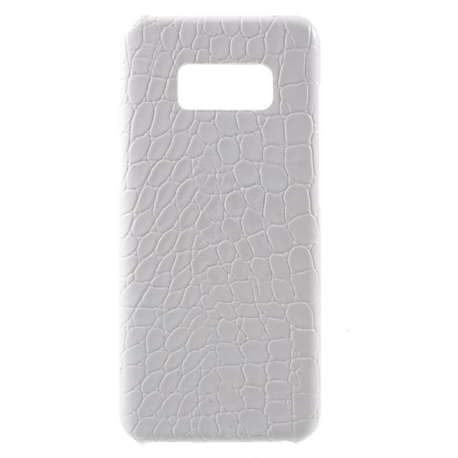 Samsung Galaxy S8 Plus Handy Case - Hülle aus Plastik - lederartige Oberfläche - Krokodilmuster - weiss