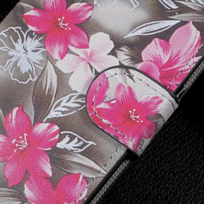 Sony Xperia XA1 Bookcover - Hülle aus Leder - mit Standfunktion - rote Blumen
