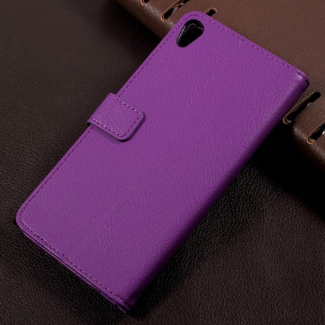 Sony Xperia XA1 Ultra Handy Bookcover - Hülle aus Leder - mit Litchitextur und Standfunktion - purpur