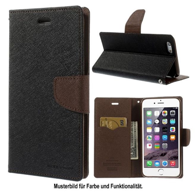 Goospery - Xiaomi Mi6 Hülle - Handy Bookcover - Fancy Diary Series - schwarz/braun