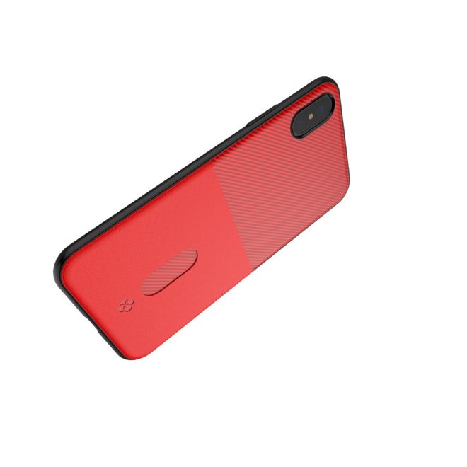 Totu - iPhone XS / X Hülle - Case aus Leder/Plastik - im Carbon Style - rot
