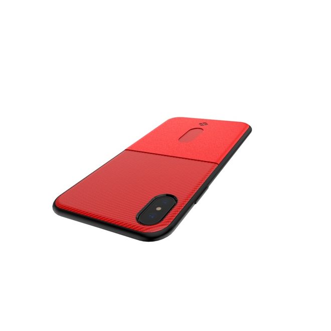 Totu - iPhone XS / X Hülle - Case aus Leder/Plastik - im Carbon Style - rot