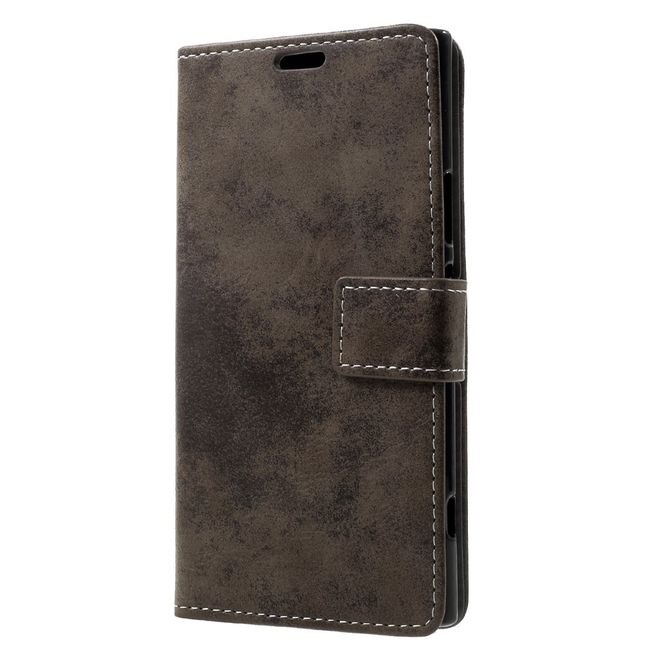 Sony Xperia XZ1 Handy Hülle - Case aus Leder - im Retrolook - kaffeefarben